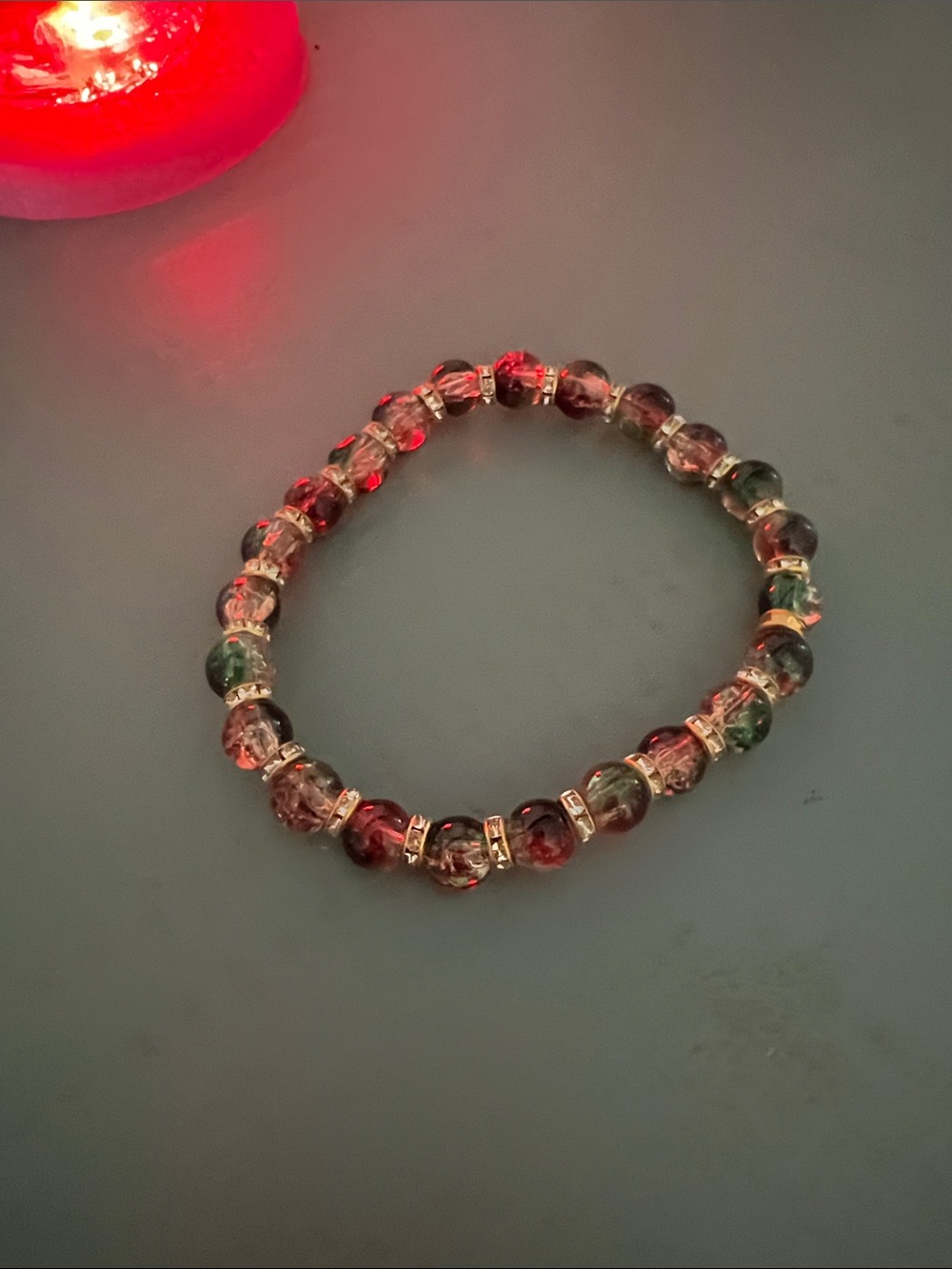 Murano-Style Multicolor Glass Bead Stretch Bracelet